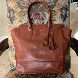 Brown Leather Coach Tote Bag
